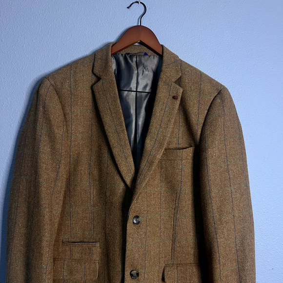 Alan Flusser Mens Brown Suit Jacket Blazer Large Wool Professor Single Breast - Picture 2 of 16